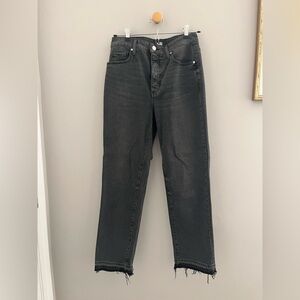 PAIGE Women’s Black Raw-hemmed Straight Jeans